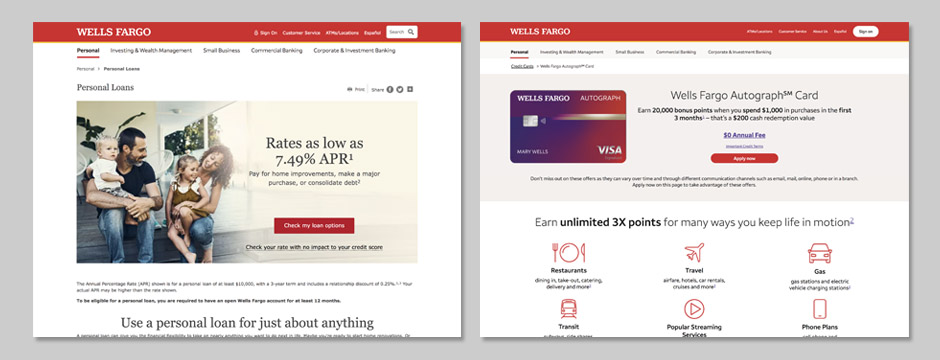 Wells Fargo Homepages